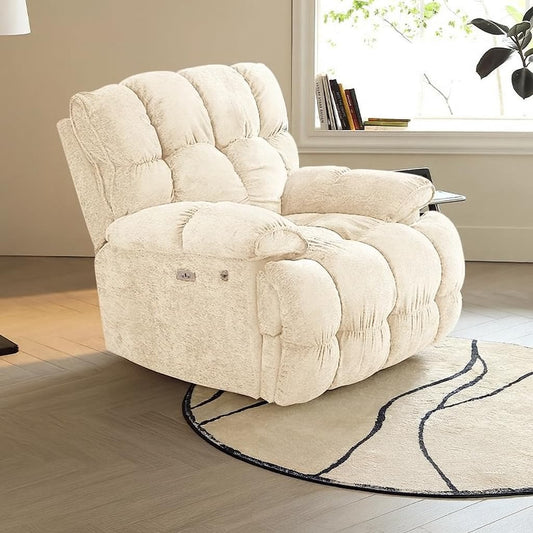 BaoHYeS ultra-soft plush power recliner chair, electric adjustable positions, cushioned comfort sofa.