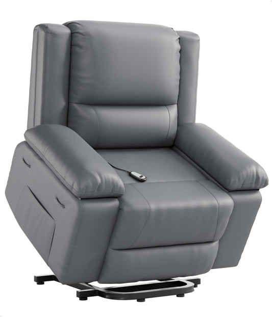 Garvee power lift recliner chair, heat & massage, PU leather, cup holders, elderly-friendly design.